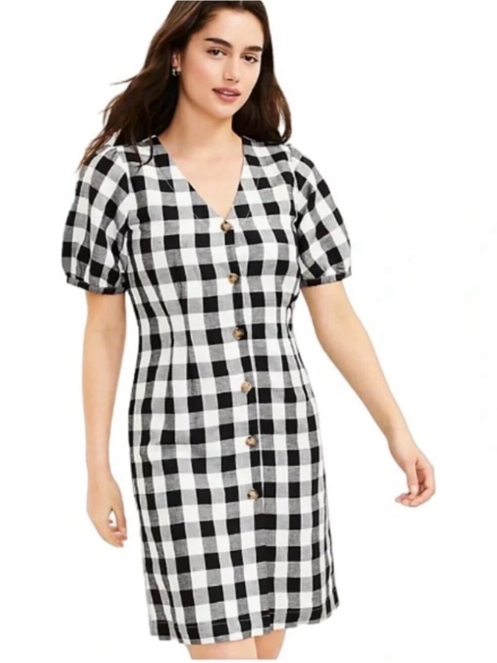 Loft Black & white gingham dress